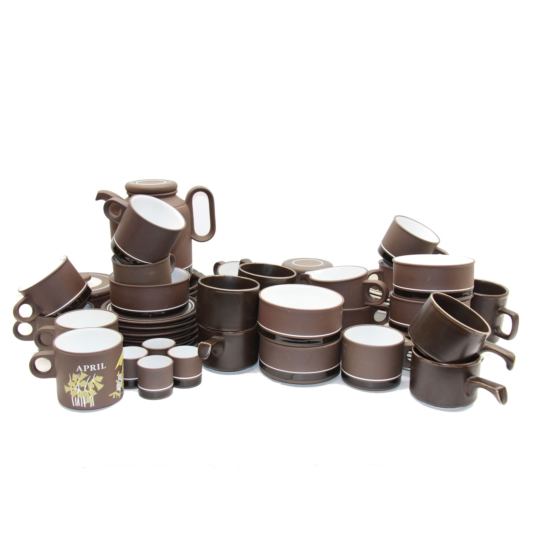 Hornsea Lancaster Vitramic Contrast pattern tea service, including coffee pot, jug, sugar bowl, cups saucers, etc together with other items of Hornsea Lancaster Vitramic