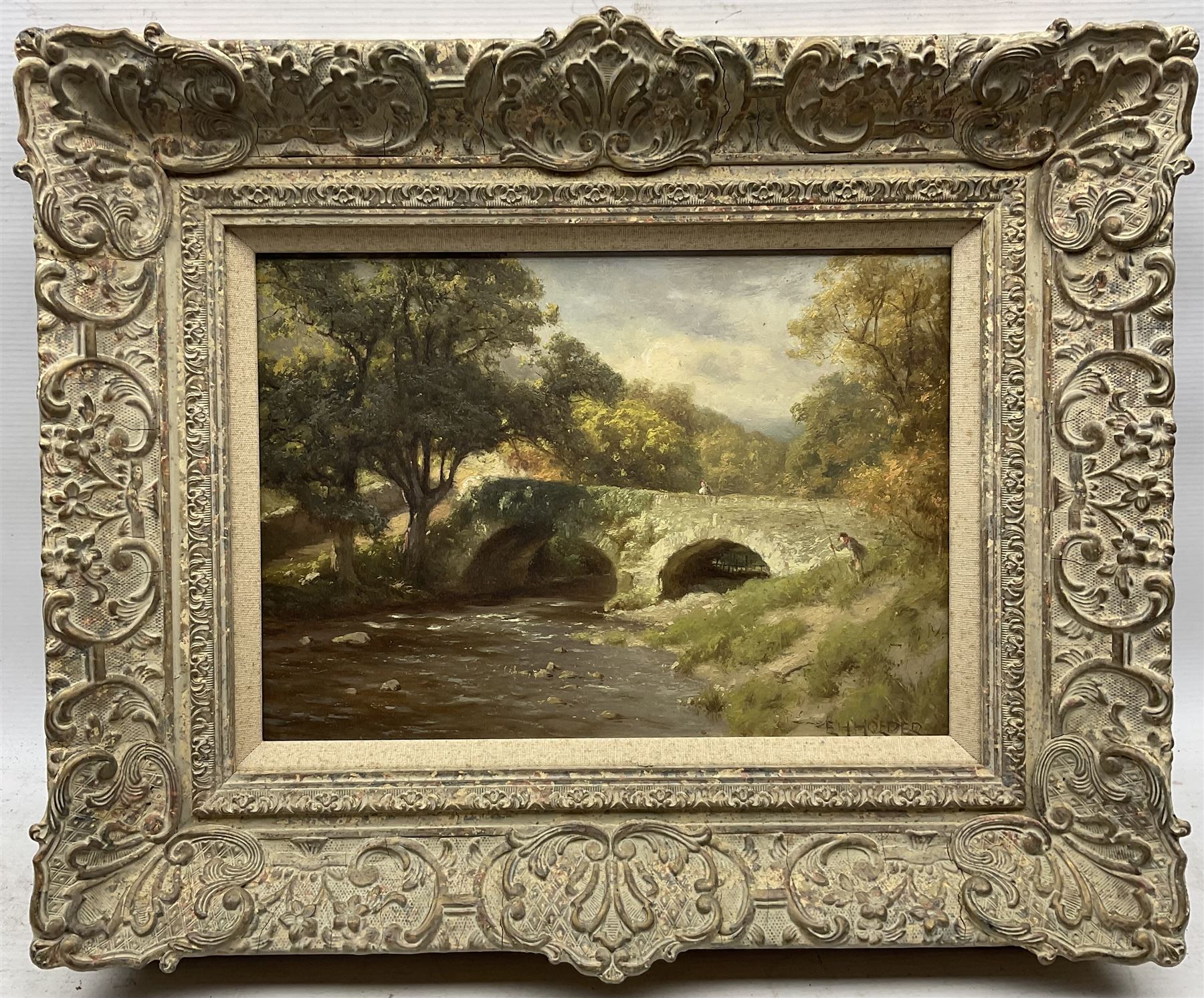 Edward Henry Holder (British c1848-1922): 'The Brathay Bridge', oil on board signed, titled verso 24cm x 34cm 