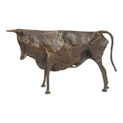 After Pablo Picasso (Spanish 1881-1973): bronze Andalusian bull, H14cm