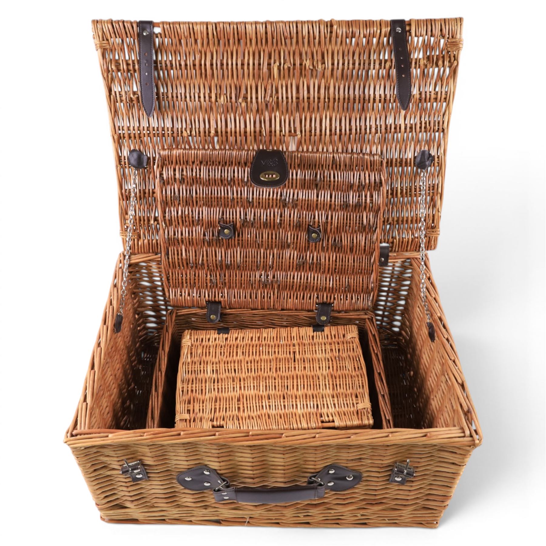 Three wicker baskets, largest L59cm 