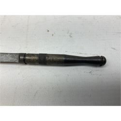 Military interest - Pair of SOE wire cutters by H Brindley; Needle dagger with triform blade 15.5cm; Iron key with secret message compartment; ‘Pill box’ telescope; Wire cutters; Field Engineering and Mine Warware pamphlet No. 7, Booby Traps (6)