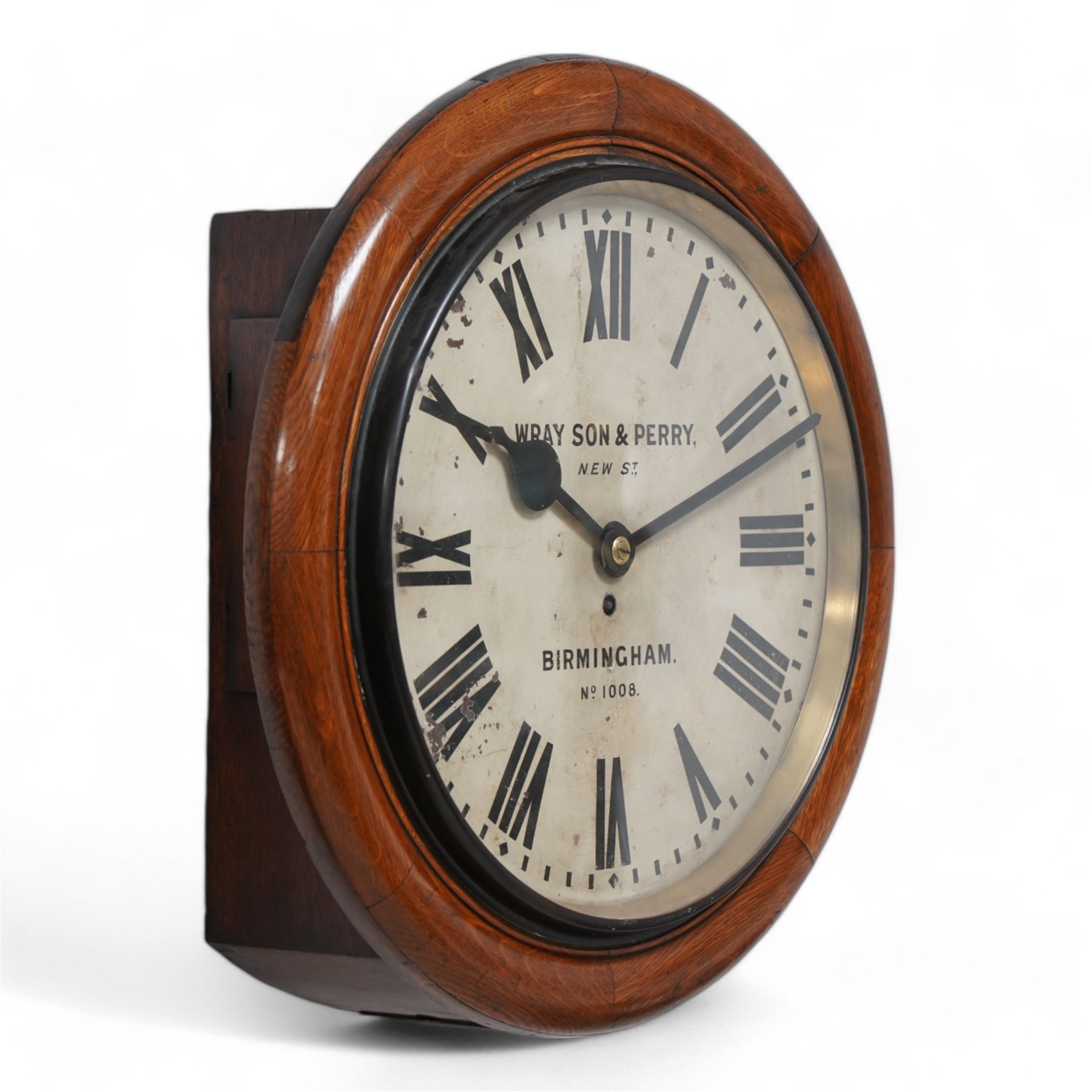 Wray Son & Perry of Birmingham - Large Victorian 8-day fusee wall clock c1890, with a 22