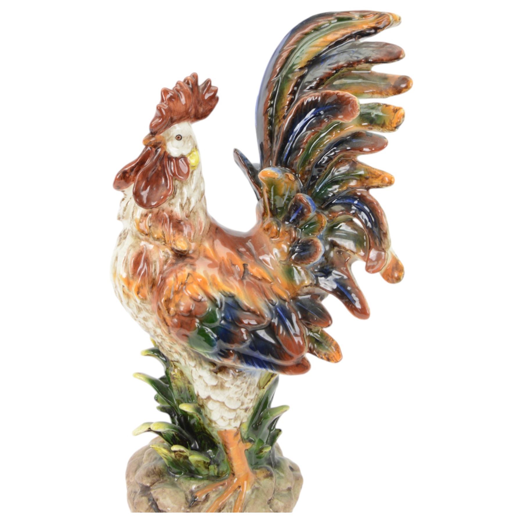 Italian ceramic figure modelled as cockerel, H60cm