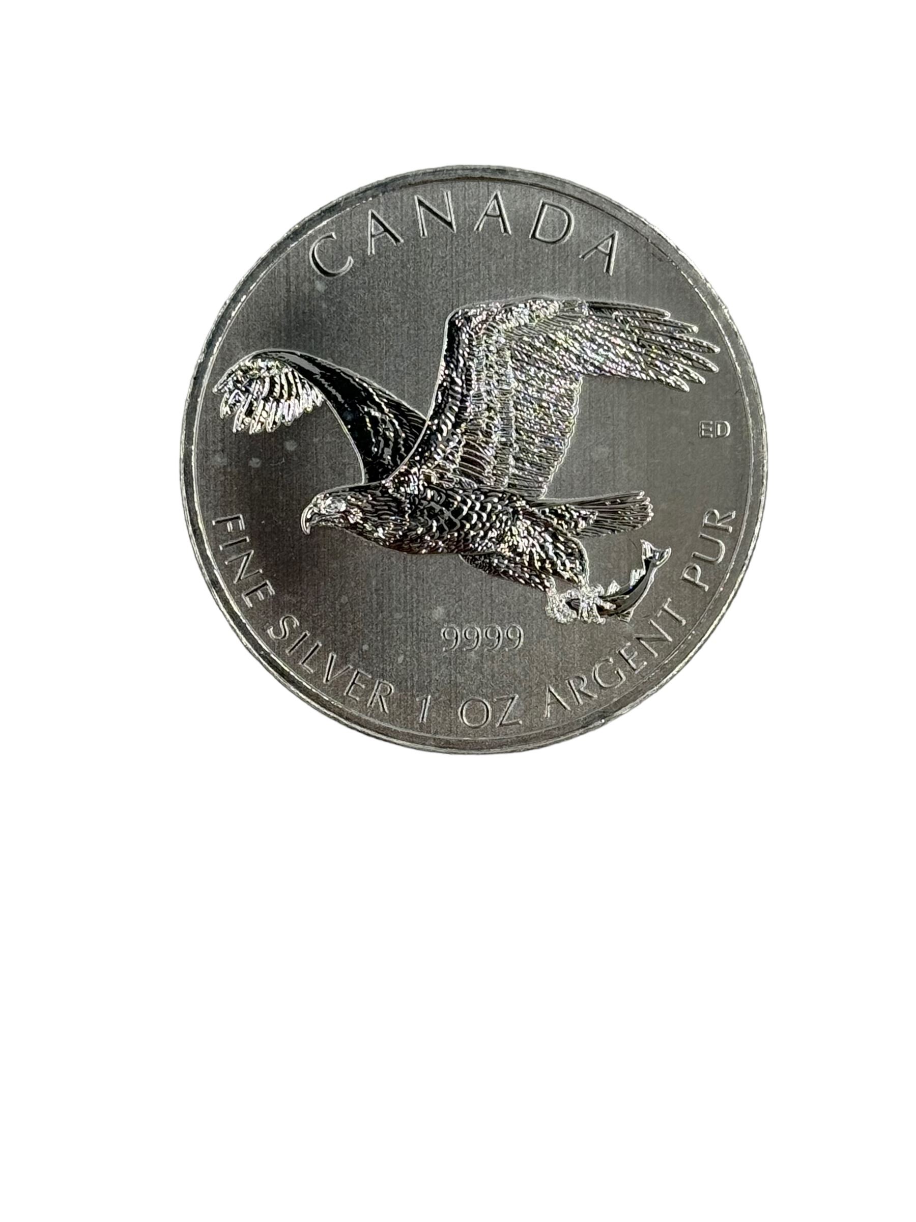 Ten Queen Elizabeth II Canada one ounce fine silver five dollar coins, including 2013 'Antelope', 2013 'Wood Bison', 2020 'Maple Leaf' etc