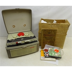  Stellaphone Reel to Reel Tape recorder with instruction manual and a collection of tapes containing many hours of Classical and 1960's Pop Music with index  