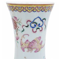Chinese Qing Dynasty famille rose baluster vase decorated with bats, peaches etc with Tongzhi marks H40cm