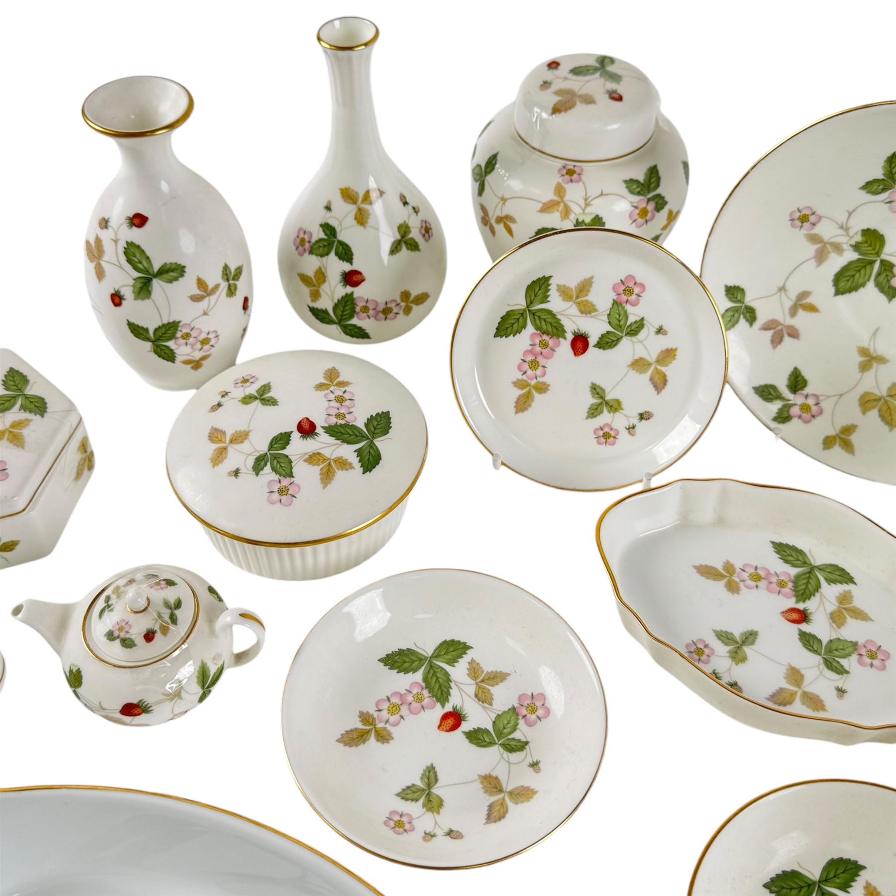Wedgwood Wild Strawberry and Royal Worcester Evesham ceramics, including miniature teapot, jars, trinket dishes, etc
