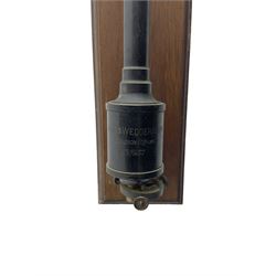 Scottish barometer c1880 by Adie and Wedderburn, Edinburgh No 937, mercury present with Vernier scale from 27-32 inches, with attached, mercury thermometer recording the temperature from 30-110 degrees Fahrenheit, mounted on a mahogany board.  