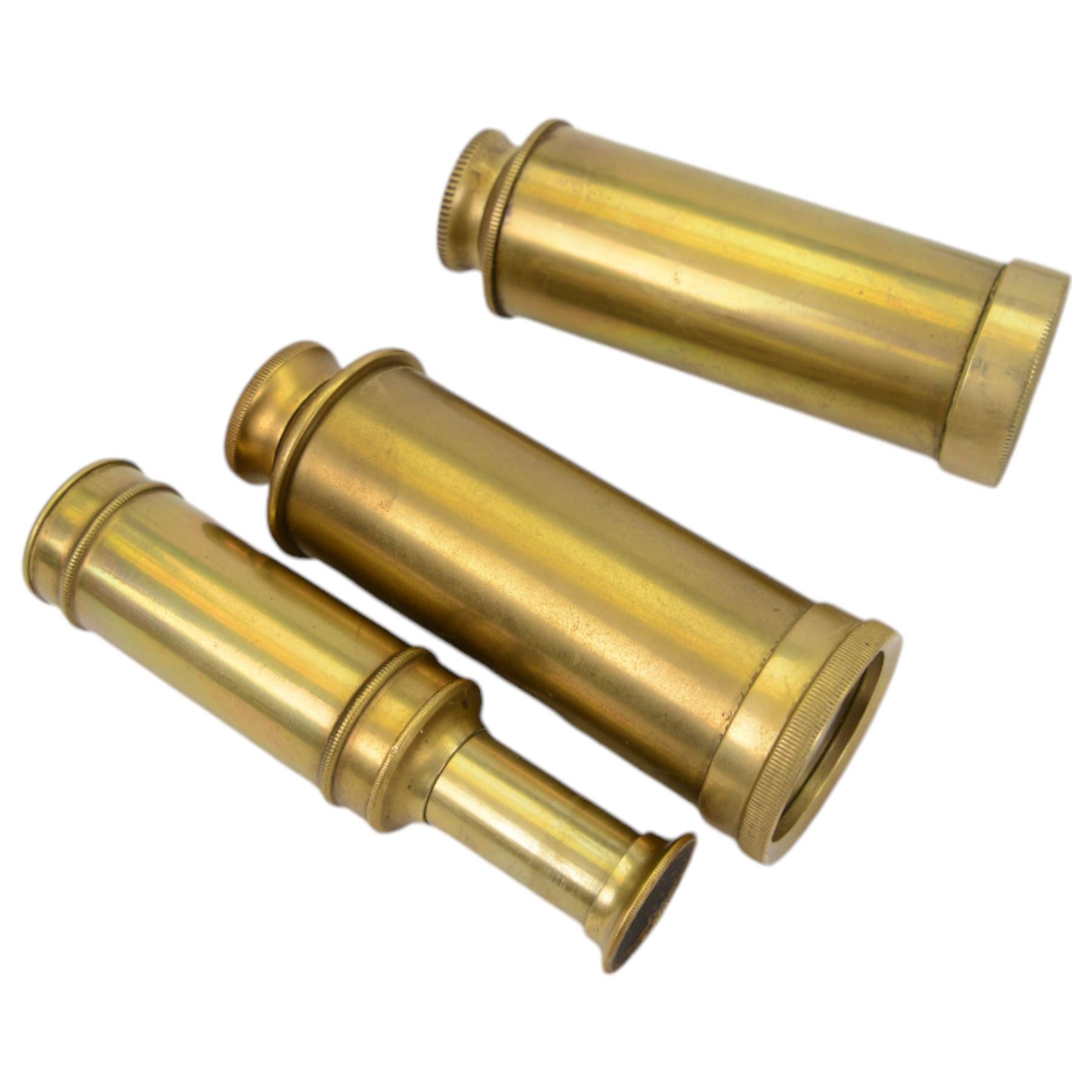 Collection of telescopes, including Negretti & Zambra The Yachting telescope and examples by Ross London, JA Smith, JF Hunt, Ottoway, Dolland etc, mostly for restoration 