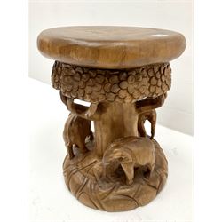 Eastern carved hardwood elephant stool