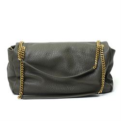 Yves Saint Laurent Calypso large shoulder bag, grey grained leather with envelope flap and gold-tone Cassandre monogram, sliding chain and leather shoulder strap, magnetic fastening, interior lined in black textile with zip pocket and leather brand tab stamped Saint Laurent Paris, made in Italy, together with original Saint Laurent dust bag, W37cm D10cm H22cm