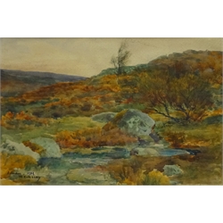  James Ulric Walmsley (British 1860-1954): 'Autumn Grindleford Derbyshire', watercolour signed and dated 1919,  17.5cm x 26.5cm Notes: during WWI Ulric was conscripted to a Munitions Factory in Sheffield. He obtained a War Office permit which enabled him to continue painting in the Peak District   DDS - Artist's resale rights may apply to this lot     