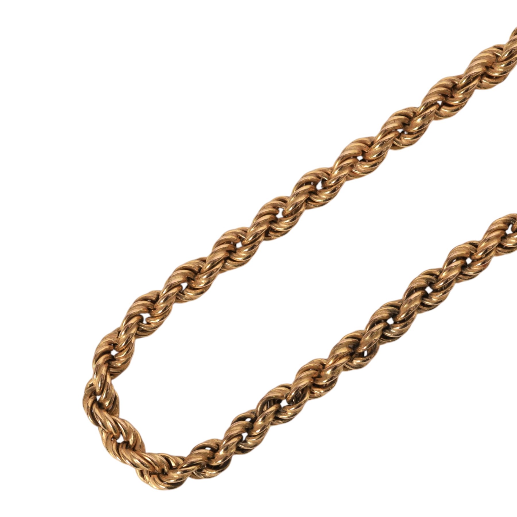 9ct gold rope twist chain necklace, hallmarked