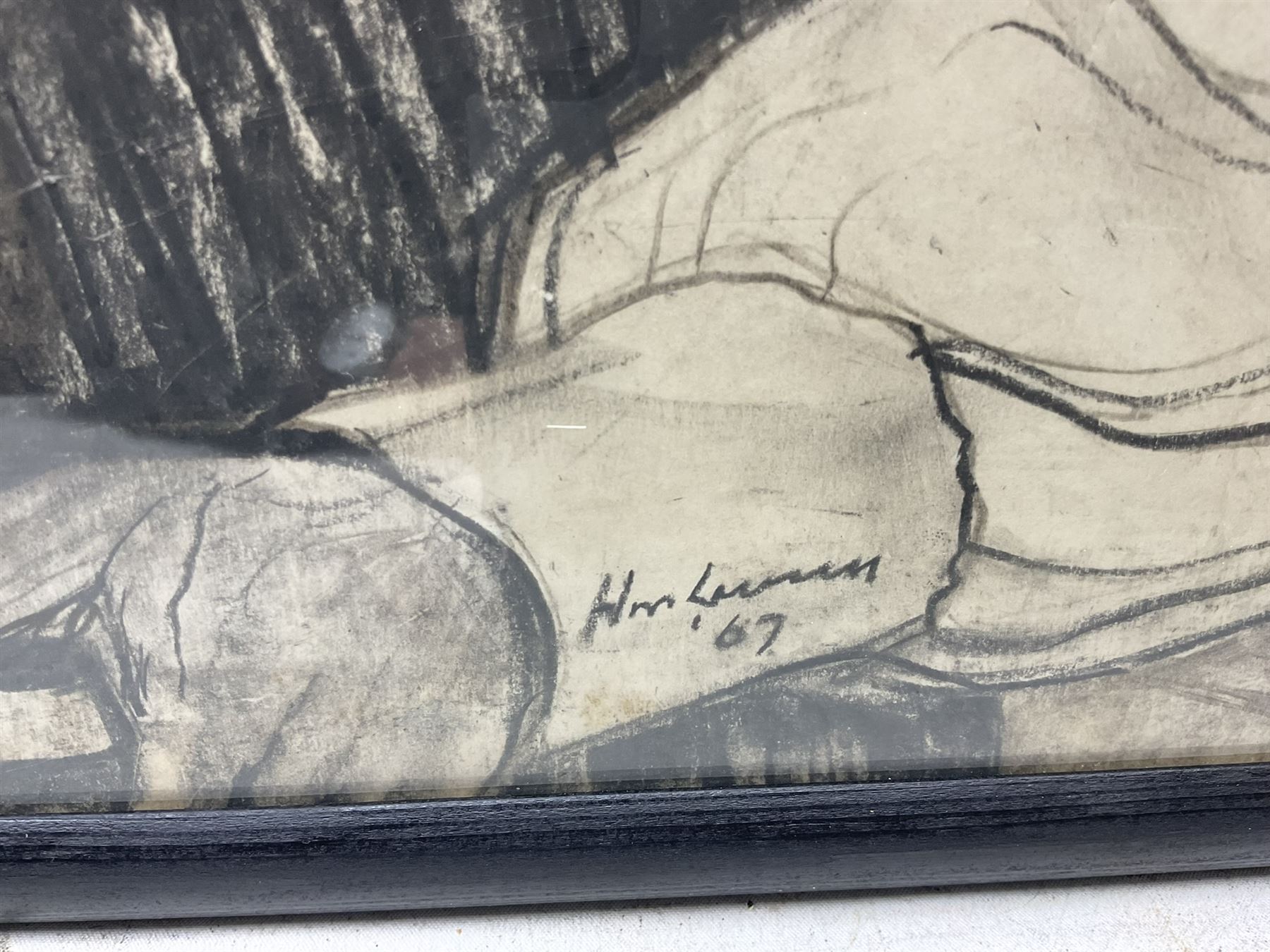 African School (20th century): Male and Female Portraits, pair charcoals indistinctly signed and dated 1967, 59cm x 46cm (2)