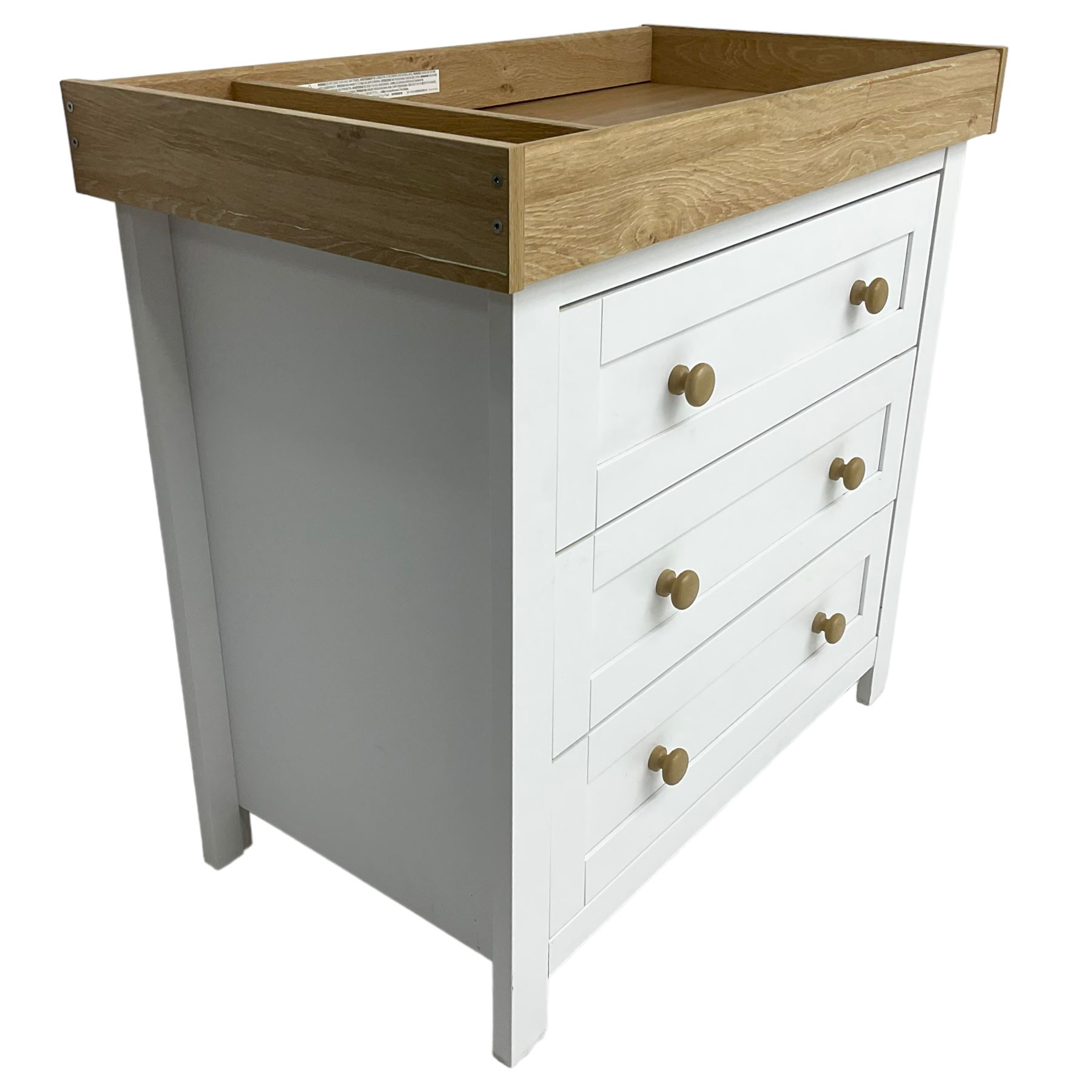 Lulworth dresser changer white finish three drawers stile supports Collectors Clearance