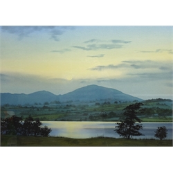  Jim Ridout (British 1946-): 'Little Mell Fell from Gale Bay, Ullswater', watercolour signed, titled verso with Beckstones Art Gallery label 52cm x 73cm  