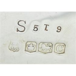 Raich Carter - presentation hallmarked silver two-handled tray of rounded oblong form with gadrooned rim by Wilson & Gill, 139 Regent Street, London, inscribed to the centre 'Presented to Mr. & Mrs. Raich Carter by the Lord Mayor of the City and County of Kingston-upon-Hull Alderman R.E. Smith J.P. on May 30th 1952on behalf of the many Admirers who subscribed to The Lord Mayor's Testimonial Fund in recognition of Raich Carter's genius as a footballer and his services to the City', London 1937 82oz L61cm; together with a hallmarked silver four-piece tea and coffee set by Cooper Bros. & Sons Ltd, the teapot of London shape with ebonised handle and knop, each piece engraved with an initial 'C', Sheffield 1920  60.5oz, teapot L29.5cm