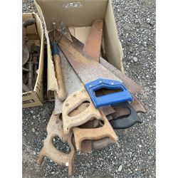 Collection of old hand tools, drills, chisels, saws, etc - THIS LOT IS TO BE COLLECTED BY APPOINTMENT FROM DUGGLEBY STORAGE, GREAT HILL, EASTFIELD, SCARBOROUGH, YO11 3TX