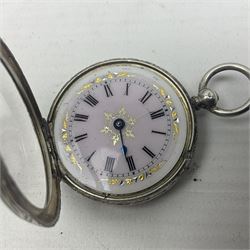 Continental silver fob watch, silver fruit knife with a mother of pearl handle, a cased Suunto Co clinometer and other collectables 