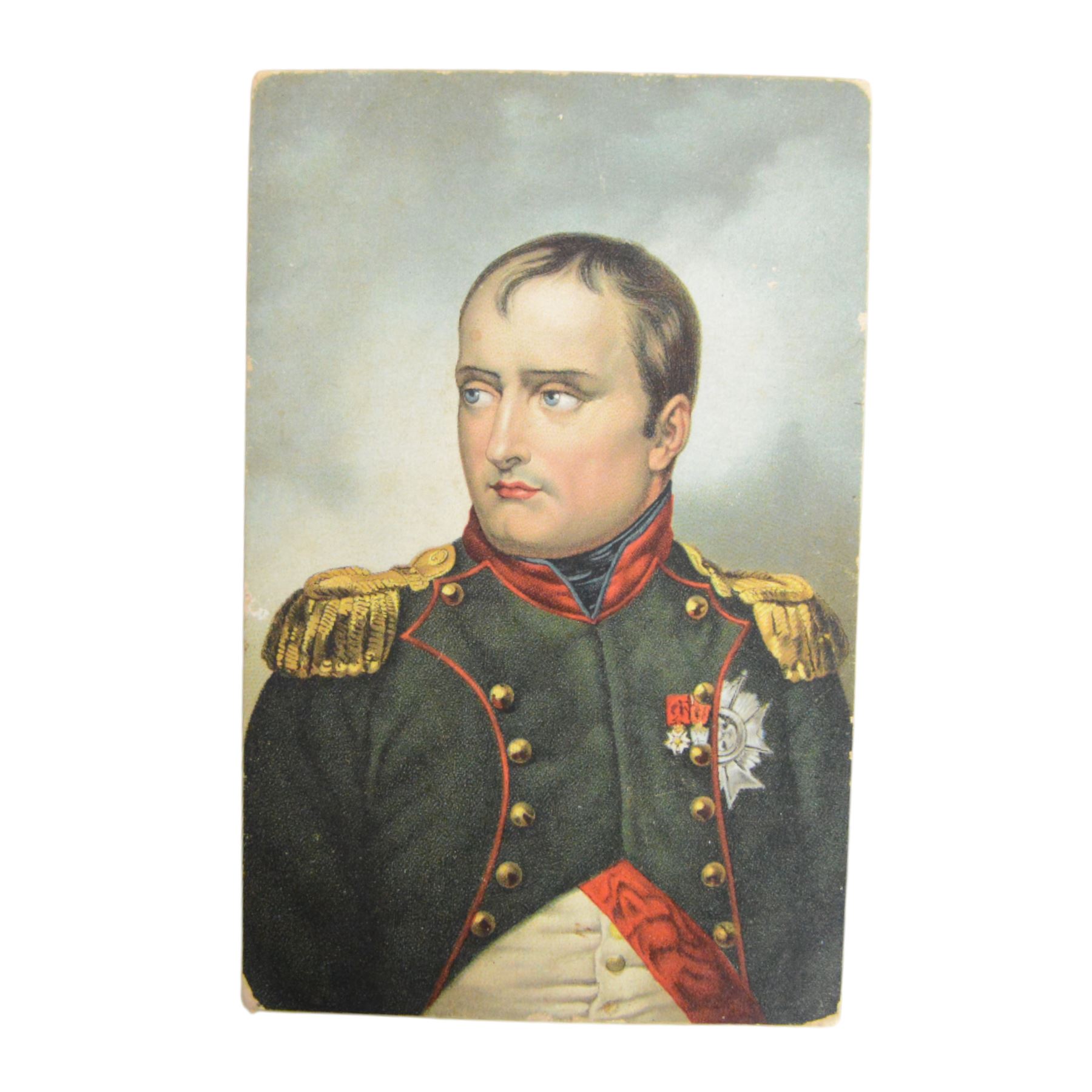 Three postcards of Napoleon, comprising JOB as L'Empereur, Napoleon in Chasseur a Cheval de la Garde tunic and Napoleon by J.L.E. Meissonier
