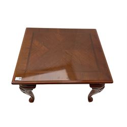 Georgian design square walnut coffee table (97cm x 97cm, H41cm), and similar lamp table (69cm x 59cm, H53cm