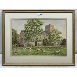 Nathan Stanley Brown (British 1890-1980): St. Matthews Church Hutton Buscel from Church Meadows and another North Yorkshire Church, two watercolours signed one dated 1944, 29cm x 44cm & 19cm x 31cm (2) 
Notes: the view of St Matthews is taken from an earlier photograph