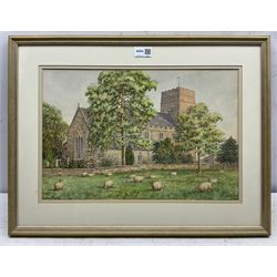 Nathan Stanley Brown (British 1890-1980): St. Matthews Church Hutton Buscel from Church Meadows and another North Yorkshire Church, two watercolours signed one dated 1944, 29cm x 44cm & 19cm x 31cm (2) 
Notes: the view of St Matthews is taken from an earlier photograph