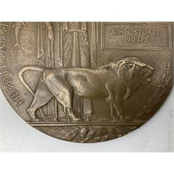 WWI bronze death plaque - John Stuart Phelps