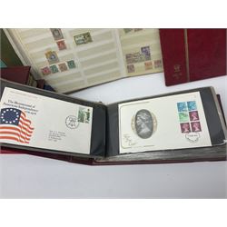 Queen Elizabeth II Great British first day covers with special postmarks and printed addresses, other covers, QEII used postage stamps, Basutoland, Southern Nigeria and other world stamps, housed in various albums, stockbooks, folders and loose, in one box