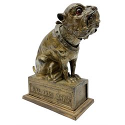 Late 19th century cast-iron mechanical money bank 'Bulldog Bank' by J & E Stevens with coin-on-nose action; patented 27th April 1880 H19.5cm