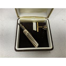 Sondico cricket bat with Yorkshire C.C.C. signatures; framed Lord Taverners v Barclaycard XI programme signed by Colin Milburn, Colin Cowdrey, Roy Kinnear, Nicholas Parsons etc; souvenir Ashes 1994/95 cricket ball; books of cricket interest; tie-pin etc