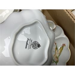 Royal Worcester ceramics, including Evesham pattern tureens and serving dishes and Contessa pattern oval side plates, together with a pair of Wedgwood Silver Ermine pattern twin handled tureens and covers