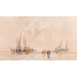 Frank Rousse (British fl.1897-1917): Bringing in the Catch, watercolour signed 28cm x 49cm; Edward H Simpson (British 1901-1989): Drawing in the Nets, watercolour signed 33cm x 53cm (2)