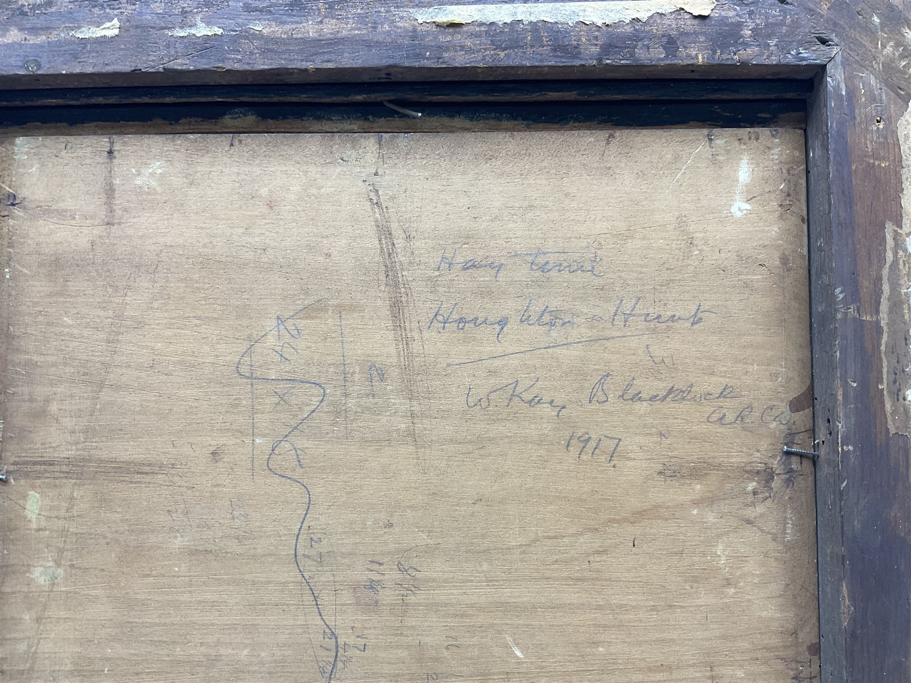 William Kay Blacklock (British 1872-1944): Loading the Hay Carts, oil on board signed, inscribed and dated 1917 verso 21cm x 27cm