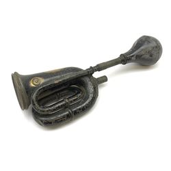 Vintage car horn, black painted finish, L44cm