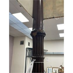 Early 20th century Chippendale style mahogany four poster bed, projecting dentil cornice with egg and dart mouldings and blind fretwork frieze, tapering reeded supports, with bed base