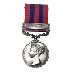 Victoria India General Service Medal with Hazara 1888 clasp awarded to 39 Pte. J. Davis 2d. Bn. R. Suss. R.; with card stiffened ribbon