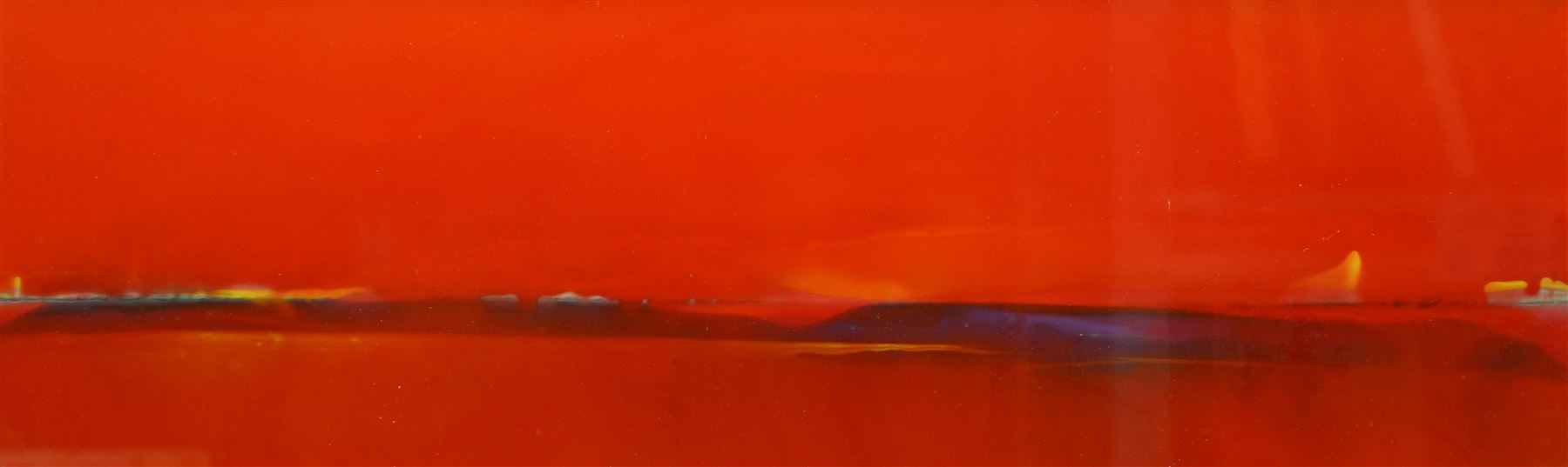 Gillian Ross Kelsey (British 1935-2025): 'Red Glow', acrylic glaze on paper signed and titled in pencil 23cm x 72cm