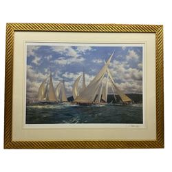 John Steven Dews (British 1949-): Racing Yachts, limited edition colour print signed and numbered 294/495 in pencil 51cm x 76cm