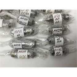 Collection of Mazda thermionic radio valves/vacuum tubes, including PC97, U26, PC86, 30P1G, 30L17, approximately 60 as per list, unboxed