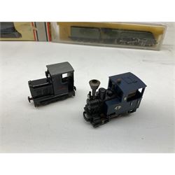 'N' gauge - Minitrix Class A4 4-6-2 locomotive 'Mallard' No.60022; in hard perspex case; Lima Diesel Shunter No.D2790; boxed; 0-6-0 locomotive 'Margaret' with four Colin Ashby EDLR coaches and three wagons; and Egger-Bahn 0-4-0 locomotive No.5 with two coaches in hard plastic boxes (13)