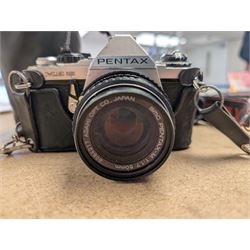 Pentax ME Super camera body, with a SMC Pentax-M 1:1.7 50mm lens and a Vivitar 28-200mm 1.3.5-5.3 Macro Focusing Zoom lens, in carry case