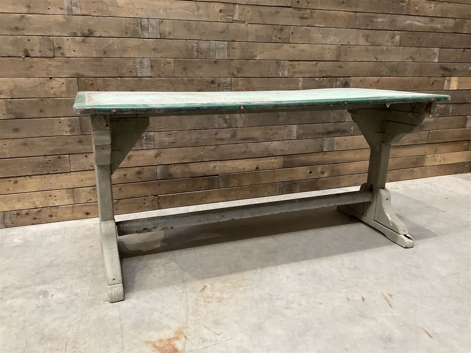 Early 20th century painted wood and enamel Military folding campaign table