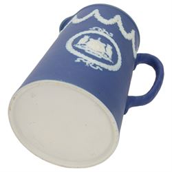 Wedgwood Jasperware twin handled vase with fluted rim, together with Tunstall jasperware twin handled urn and other jasperware 