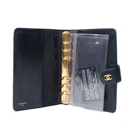 Chanel - vintage quilted black lambskin leather agenda cover, with gold-tone CC press-stud fastening, fitted interior and authenticity card, c.1990s