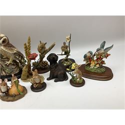Four Teviotdale figures, comprising tawny owl, mice on a branch, field mouse and a mouse on a mushroom, together with a selection of Country Artists figures and Leonardo Collection figures, etc.  