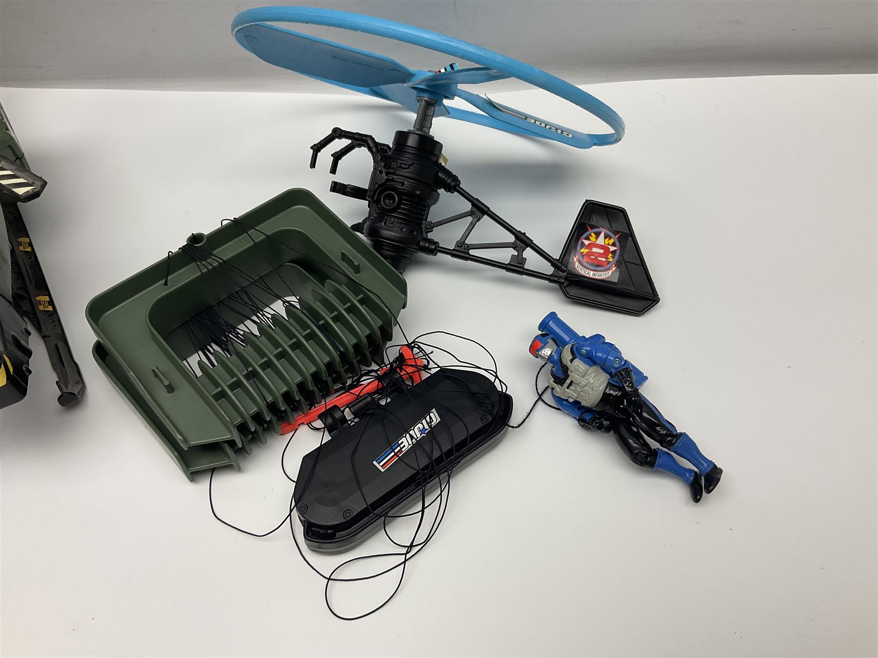 Early 90s Hasbro G.I.Joe vehicles including Storm Eagle and Cobra Earthquake, and sixteen early 90s 4 inch figurines to include Slice, Undertow, Snake Eyes, Countdown and Desert Scorpion with various accessories 