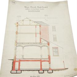  E H Harbottle & Sons Architects, Exeter - Set of architects drawings for additions to Prescott's Bank Ltd, Exeter mostly scale of 4ft to 1 inch