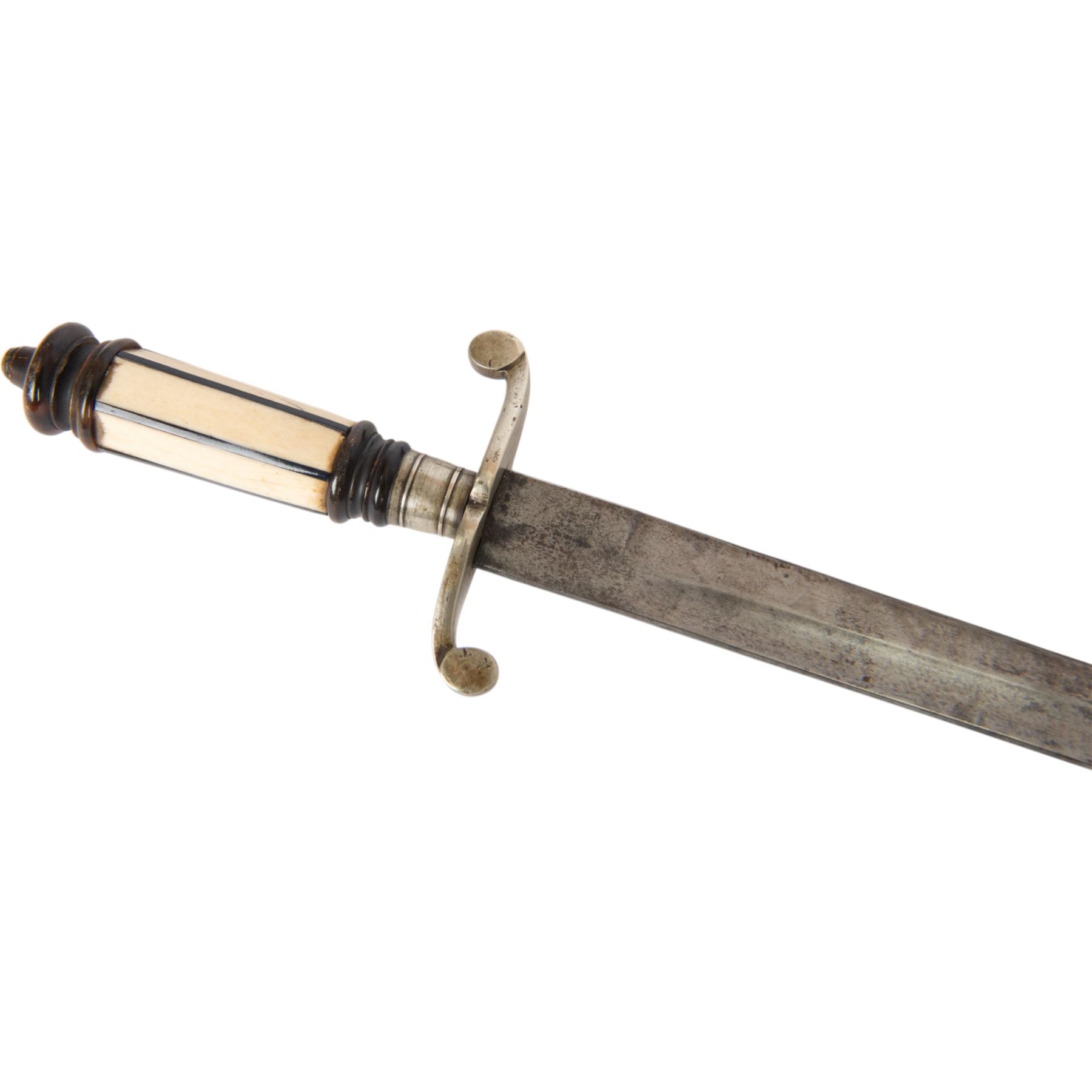19th century English naval officers dirk, with 44cm straight fullered blade, bone handle with curved quillon, overall L57cm