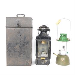 WWI British Officers paraffin lamp by JC & W Lord, Birmingham, complete with carrying case...